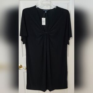 Banana Republic Black V Neck Knot Front  Mini Dress or Top Size XL NWT